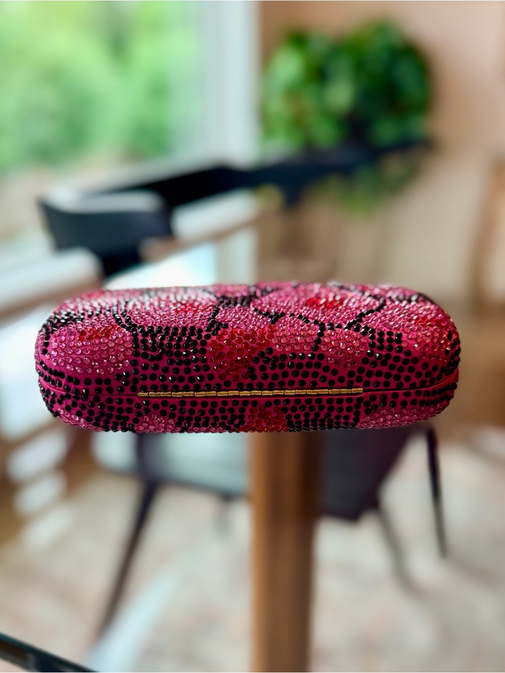 Serpui Marie Pink Crystal Rhinestone Leopard Clutch - Picture 10 of 13